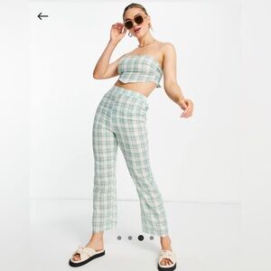 Fashion Union Green & White Straight Leg Set